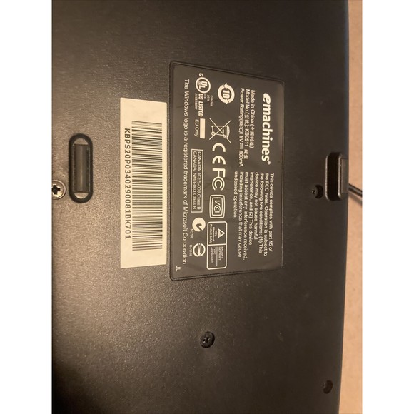 eMachines PS/2 Black Slim Thin Keyboard 104 Keys KB-0511 - Picture 6 of 9